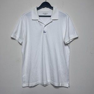 UNTUCKit Short Sleeve Polo Shirt, Men’s Size L, 100% Pima Cotton, White